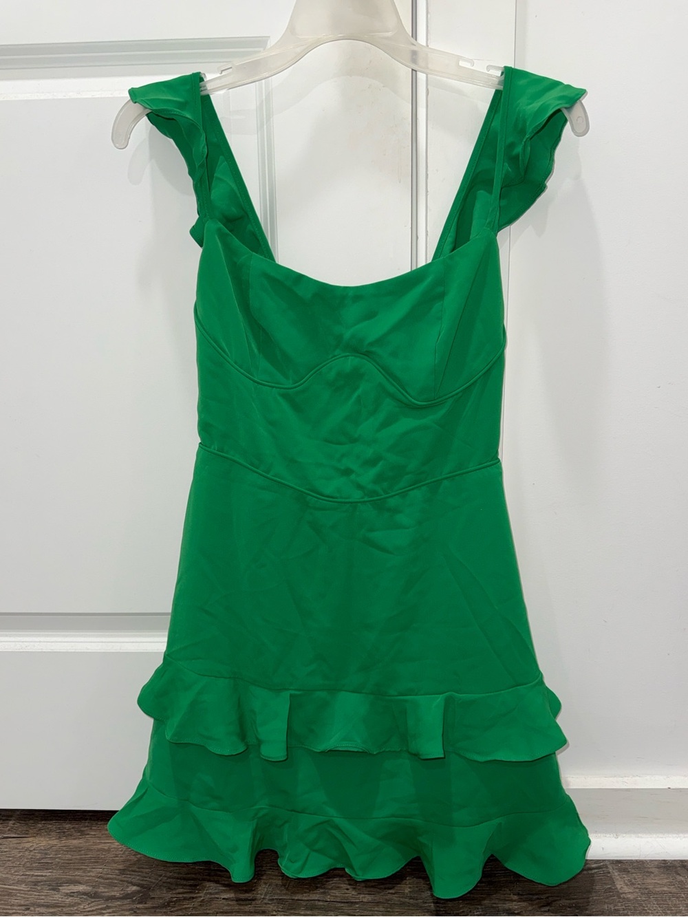 SHEIN Emerald Green Ruffle Mini Dress
